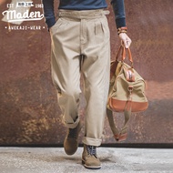 Maden Workwear Style Men's Young Mature American Retro World War II High-Waisted Gurga Army Pants - 