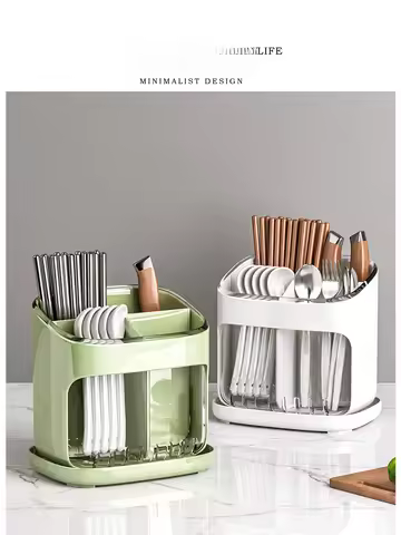 Tlife Kitchen Utensil Holder Drainage Rack Spoon Chopstick Storage Box Plastic Material Chinese Styl