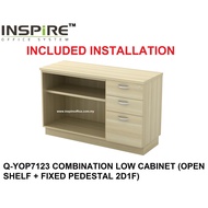 EXORA SERIES Q-YOP7123 COMBINATION LOW CABINET (OPEN SHELF + FIXED PEDESTAL 2D1F)