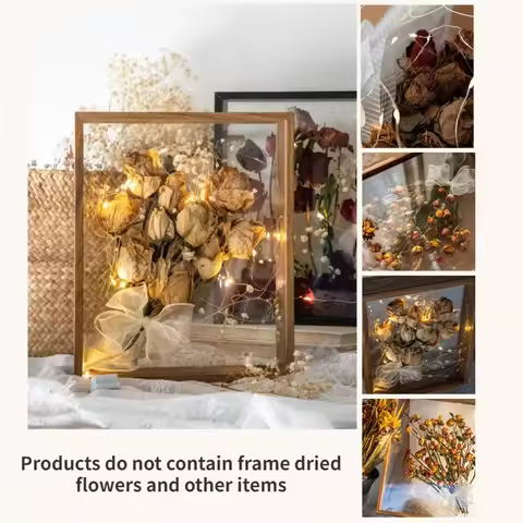 Transparent Acrylic Wood Frame Flower Display Frame Bouquet Flower Display Wall Mount Flower Specime