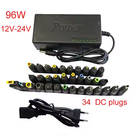 96W 12V 24V Adjustable power supply Charger 34 connector head Universal battery Adapter For Dell Tos