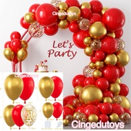 MERAH Chinese New Year balloon set red gold happy birthday hut RI 17 an red white red gold 124pcs