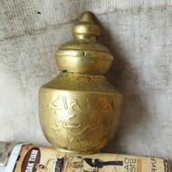 Vintage Display NOS Bottle Arabic Calligraphy Thick Brass