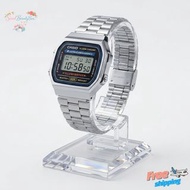 Casio A168WA-1WDF Vintage Retro Digital Square Watch Stainless Steel Unisex