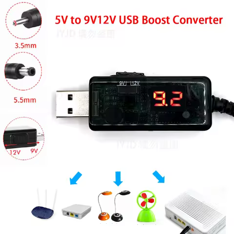 USB Boost Converter DC 5V to 9V 12V USB Step-up Converter Cable 3.5x1.35mm Connecter For Power Suppl