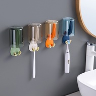 Wall-mounted storage rack brush home shelf mouthwash cup storage tooth non-perforated bathroom cute rabbit toothbrush cup holder