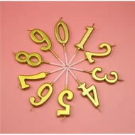 🇲🇾E3EB4 1pcs - Premium Candle Golden Number Solid Cake Topper Age Kek Lilin Birthday Hari Jadi Party