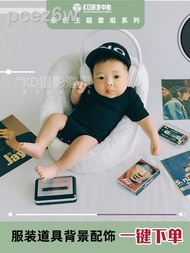 ✈✌ KD trend Jay Chou fans record newborn baby full moon baby costume photo props theme suit Z361