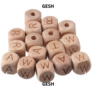 GESH Letter Wood Beads, Letter Wooden Wooden Beads, Necklaces Cube Heart Large Hole Wood Spacer Bead