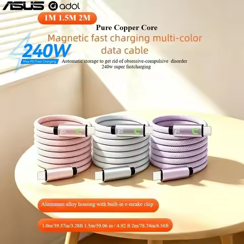 ASUS 240W Magnetic Super Fast‑Charging Cable For iPhone 17ProMax/17Pro/17/16ProMax/16Pro/16/15ProMax