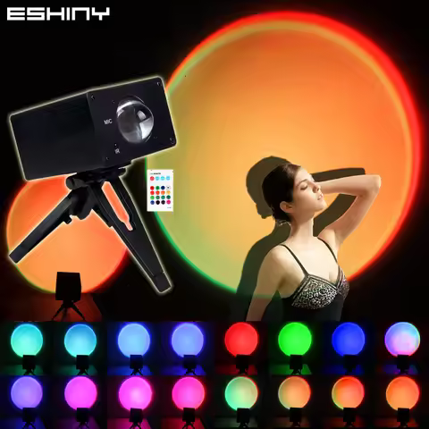 ESHINY RGB LED 16 Colors Sunset Light Night USB Rainbow Full color Projector Atmosphere Sun pictures