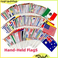 10*21Cm 8 10Pcs Hundred Countries Hand Cranked Flag With Pole Solid Color Mini Hand Cranked Flag