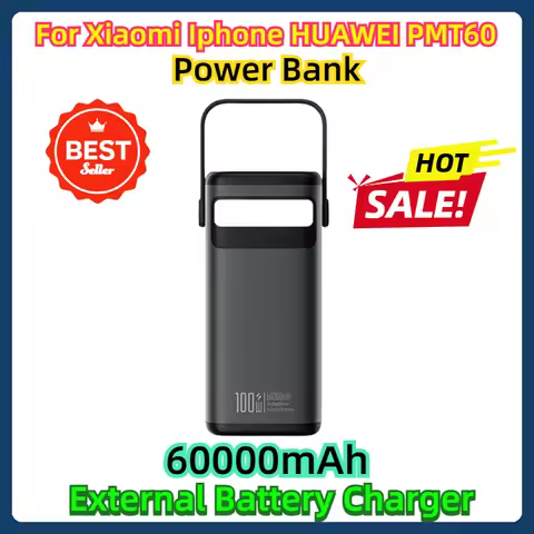 For Xiaomi Iphone HUAWEI PMT60 Powerful Power Bank 60000 MAh 100W Type C Powerbank 60000mAh External