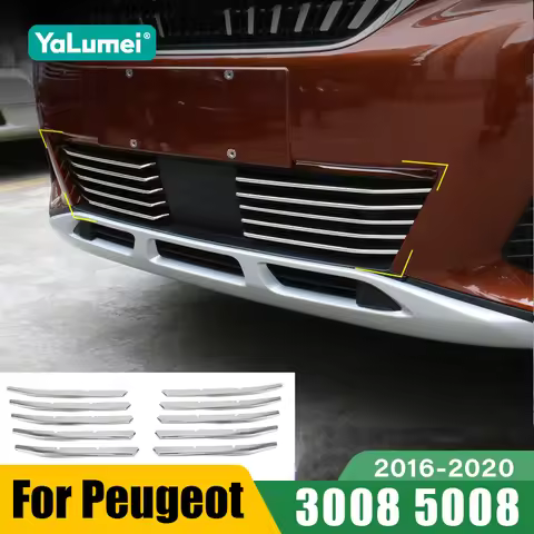 For Peugeot 3008 5008 GT 2016 2017 2018 2019 2020 Car Front Grille Trim Strips Cover Accessories