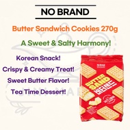 [No Brand] Butter Sandwich Cookies 270g | Korean Snack | Crispy & Creamy Treat | Sweet Butter Flavor