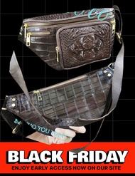 หนัง Exotic กระเป๋าคาดอก สีนํ้าตาลเม็ดมะขามมากับโหนกสวยๆ