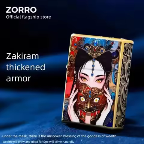 ZORRO Zorozakiram kerosine lighter armor hiding place goddess of wealth retro grinding wheel windpro