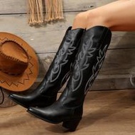 Western Style Embroidered Retro Knight Boots Outdoor Spring/Autumn Footwear, Cowboy Boots For Women,