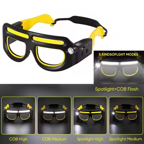 N7YD Rechargeable LED Motion Transducer Glasses Lamp, Unhindered Head Light for Running,Camping,Nigh
