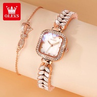 OLEVS Jam Tangan Perempuan Original Waterproof Quartz Stainless Steel Luminous Luxury Diamond Bracel