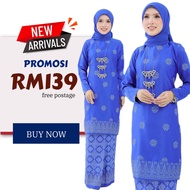 (TERBARU) BAJU KURUNG MODEN SONGKET TABUR | PLUS SIZE | SONGKET PRINTED | WARNA ROYAL BLUE