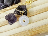 18K純金天然緬甸A貨翡翠 平安扣墜子