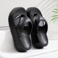 Sandal Jepit Wanita Jelly Empuk Wedges Tebal Terbaru Korean Hitam Sendal