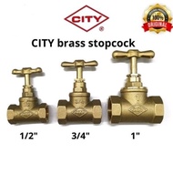 CITY TM HIGH QUALITY LIGHT DUTY BRASS STOP COCK STOPCOCK 1/2" (15MM) , 3/4" (20MM) , 1" (25MM)