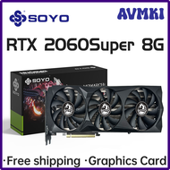 การ์ดจอ AVMKI SOYO NVIDIA GeForce RTX2060ซุปเปอร์8G การ์ดวิดีโอเกม PCIE3.0x16 GDDR6สำหรับพีซีตั้งโต๊