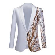 GUKENRO Sequin Suit For Men Tree Pattern American Design Plus Size Pure Color Dress with Sequin Stag