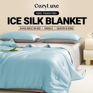 CozyLuxe Ice Silk Cooling Blanket | Lightweight & Breathable | Soft Cool Touch | Kid / Single / Quee