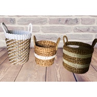 Water Hyacinth Pot Cover Water Hyacinth Coverpot/ Woven Handle Basket/