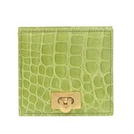 成色極佳 KWANPEN 鱷魚紋綠色硬幣盒，黃綠色，0346 [二手]