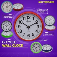 G.Cycle Round Colourful Glass Quartz Analog Modern Silent Quiet Home Office Living Wall Clock Jam Di
