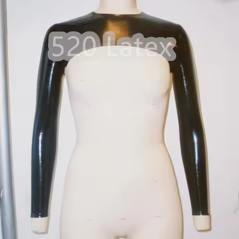 Handmade Black Latex Men Top Latex Rubber Long Sleeve Bolero CropTops Man's Shirt No Zipper