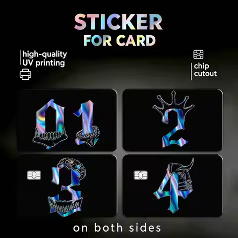 B-BLEACH N-Numbers Holographic Shiny Laser Card Skin Sticker for Debit Credit Cards