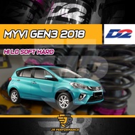 D2 Hi Low High Low Body Shift Adjustable Absorber Axia Bezza Aruz Ativa Saga Wira Myvi Coilover High
