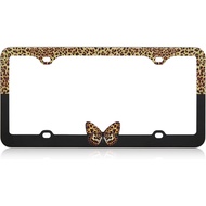 Stainless Metal Car License Plate Frame Covers with 4 Holes - Unique Designs, Standard Size for U.S.