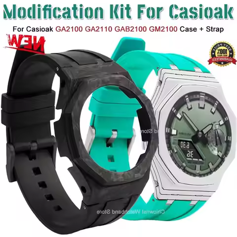 Mod Kit For Casioak GA2100 GM2100 Fiber Carbon case Rubber Strap for CasiOak GAB2100 GA2110 Modifica