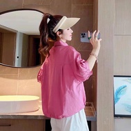 Aiyiyi Mid-Sleeved Shirt Chiffon Top Loose Small S-3XL Summer Outer Wear Versatile Design Niche Cove
