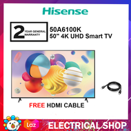 Hisense 50'' 4K 50A6100K UHD A6100K Series Replace 50A6100H Television (Free HDMI CABLE)