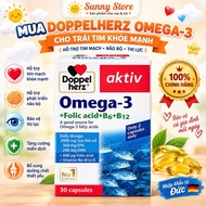 Doppelherz Omega 3 Fish Oil - Omega 3 Supplement, Folic Acid, Maintain Heart Health (30V)