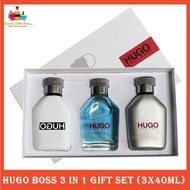 🔶💯% HU0G0 B0SS Man 3in1 Perfume Gift Set 3x40ml White Box