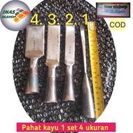 PAHAT KAYU 1 SET 4 UKURAN BAHAN BAJA  ( ISI 4 PCS )