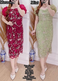 NEW PRODUK DRESS TANGAN PENDEK BAHAN TILE BROKAT-DRESS WANITA TERBARU 2023 COCOK UNTUK PESTA NATALAN