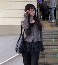 黑色背心蕾絲內搭 —韓系無袖吊帶層次 網紗裙_ 假兩件layer衫