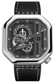 AGELOCER Men's Top Brand Skeleton Mechanical Automatic Fashion Luxury Stainless Steel Luminous Squar