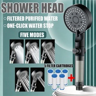 5 Spray Modes High Pressure Rain Filter Shower Head with 5 Filters Shower Head Toilet Bathroom