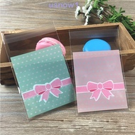 AHOUR1 Gift Bags 100Pcs/bag Hot Pink Blue Gift Sealing OPP Christmas Paper Bags Bow Design Adhesive Cake Gift Packages