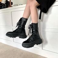 XYMatsumoto Funeral Fashionable Blogger Dr. Martens Boots Women2023Summer New Platform Thin Middle Boots Fried Arcade Bo